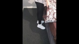 Step mom stuck under bed fucked through leggings by step son 