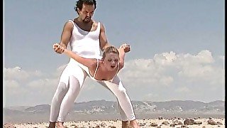 Some kinky outdoor yoga session with steamy doggy style fuck