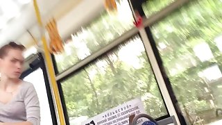 Sexy black highheels in the bus