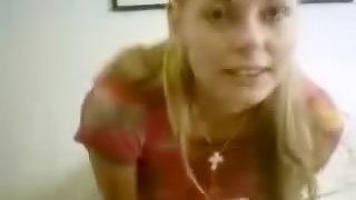 Pigtailed Blondie Shoves A Big Dildo Up Her Wet Pussy