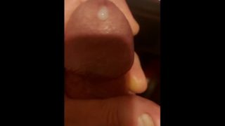 Edging to a hot video and almost came, with a big drop of precum leaking out