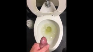 POV of me Pissing into a very disgusting toilet at work. People need to clean up after themselves. 