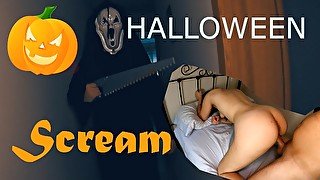 Halloween  Scream is coming for me and we have really rough sex  He cums on my ass