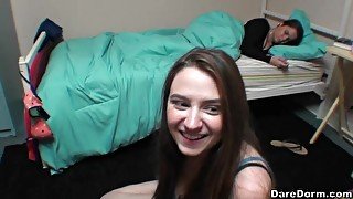 Elektra Rose wakes up her roommate Kaylee Haze to suck her boyfriend