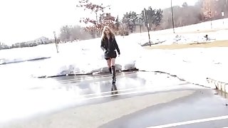 Hot blonde fucked in public