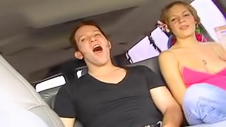 Lewd homo gives a blowjob in a minivan and gets his ass drilled