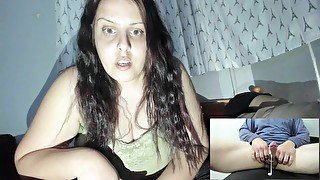 Slut Wife Watch Random Guy Stroke and Cum While Her Husband Sl**p Next to Her