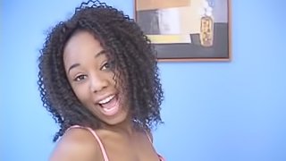 Ebony babe enjoys hardcore face fucking and gets facial cumshot