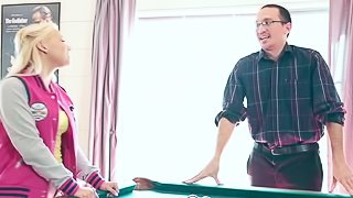 College chick loves playing billiards