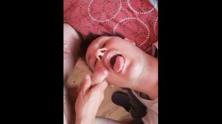 Straight load cum in gay's mouth