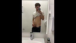Teen Prinz-Alexy jerk in public toilet his Thick dick