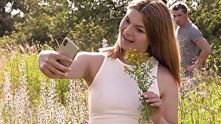 Outdoors video of amateur fucking with desirable teen Vanessa Vanilla