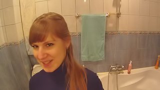Captivating amateur babe with small tits getting hammered hardcore in the bathroom in a pov shoot