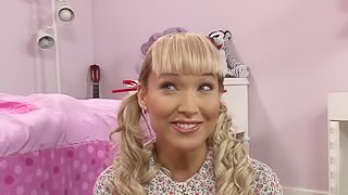 Super cute shemale in pigtails pounds his ass and gets laid