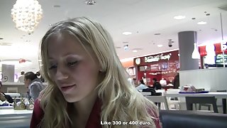 2 blond engulfing penis in a McDonald's WC