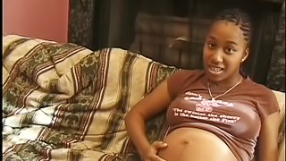 Teen Black Preggo Showing Her Belly