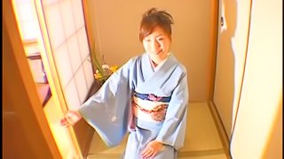 Undressing her kimono to get pounded nice and deep