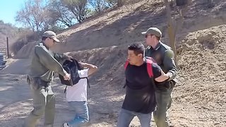 Cop fucking a Latina babe up against at tree in the desert