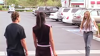Cute Asian goes home with a babe for a sexy threesome
