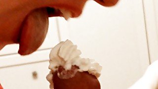 Amateur italian wife sucks balls and gives a amazing whipped cream blowjob