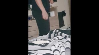 Step mom jeans ripped off fucked into step son room without protection 