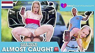 Black man bangs white woman in car - almost caught : CHRYSTAL SINN (Netherlands) - SEXYBUURVROUW