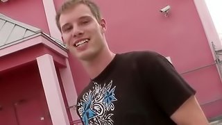 Gay moans loudly while getting his shaft sucked through a gloryhole