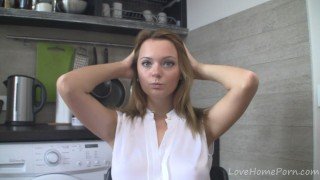 Real cutie and her naughty session in kitchen