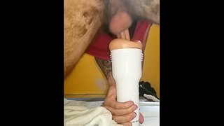 Tatted guy fucks and creampies fleshlight