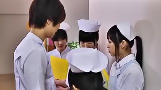 Hot Japanese nurse gets caressed and hotly fucked in the bathroom