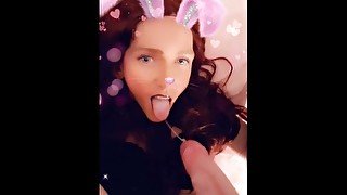 Emily strokes her clit and cums in her mouth