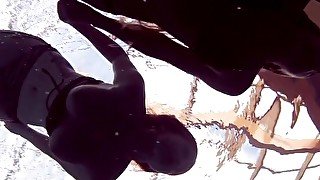 Katrin Privsem and Lucy Gurchenko swimming and stripping underwater