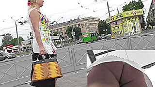 Street voyeur upskirt video with sexy blonde MILF