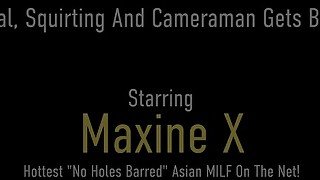 Wet And Messy! Oriental Maxine X Squirts And Gets Jizzed On By Hard Cock!