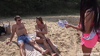Czech Swingers Seduce Young Couple On The Beach