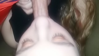 Girlfriend Gets Face Fucked While Rubbing Her Pussy