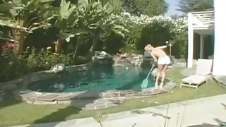 Blonde Pool Cleaner Gets BBC In Every Hole