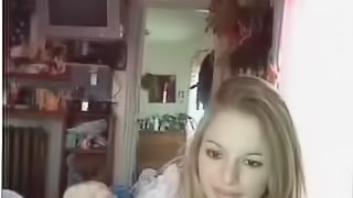 Hot blonde girl bate with some toy
