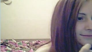 Milky white teen cutie fingers her tight bum on webcam