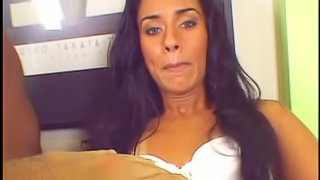 Naughty Latina with small tits sucking a huge black cock