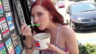 Incredible Ginger Maxx Gets Banged In Public After Buying Ice Cream