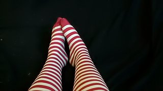 Striped Stockings Self Massage Sockplay Sock Strip Foot Fetish Sock Fetish
