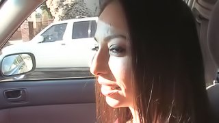 This naughty brunette sucks and rides a black dong in POV