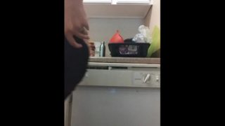 Booty popping in kitchen while cooking