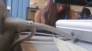 Candid College Computer Lab - April Feet & Legs 1