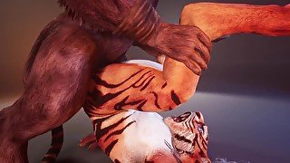 [Fart Fetish] Minotaur Cums Inside Tiger Boy After First Sitting on His Face  Wild Life Furry