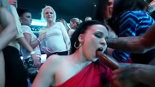 Mouth-watering babes visit the nightclub for some pussy penetration