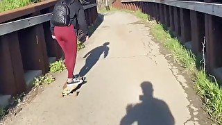 LONGBOARDING FOLLOWED BY SEXY BLOWJOB AND HARDCORE FUCKING CUM IN MOUTH OUTDOORS