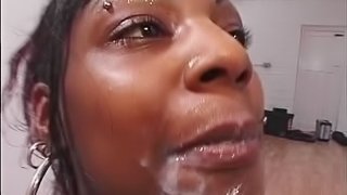 Big black butt hottie gets a white dick fuck hardcore with a facial