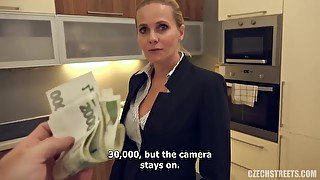 Suited czech MILF in stockings roughly fucked in POV